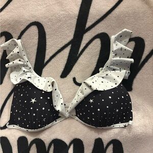Malibu Black and White Star Print Bra
